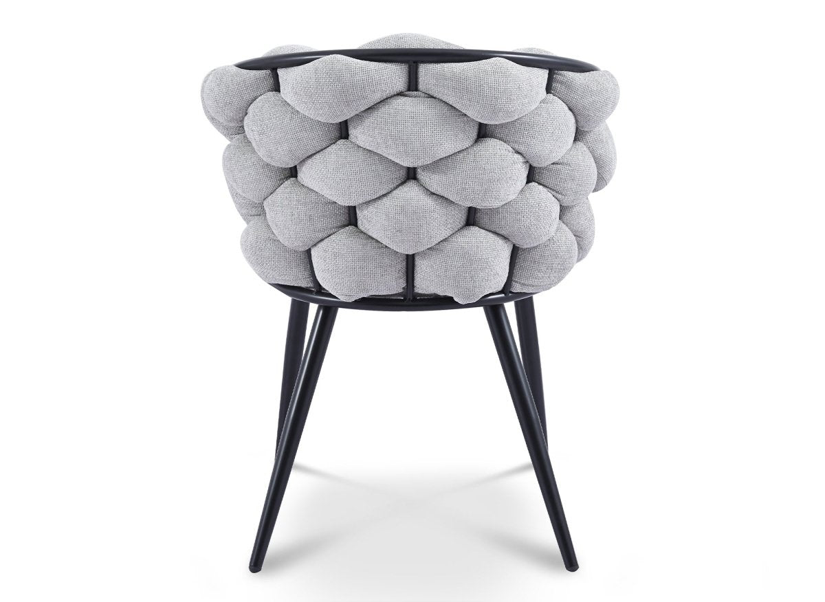 Lot de 2 chaises en tissu gris pieds en métal noir CECILE - DécoInParis