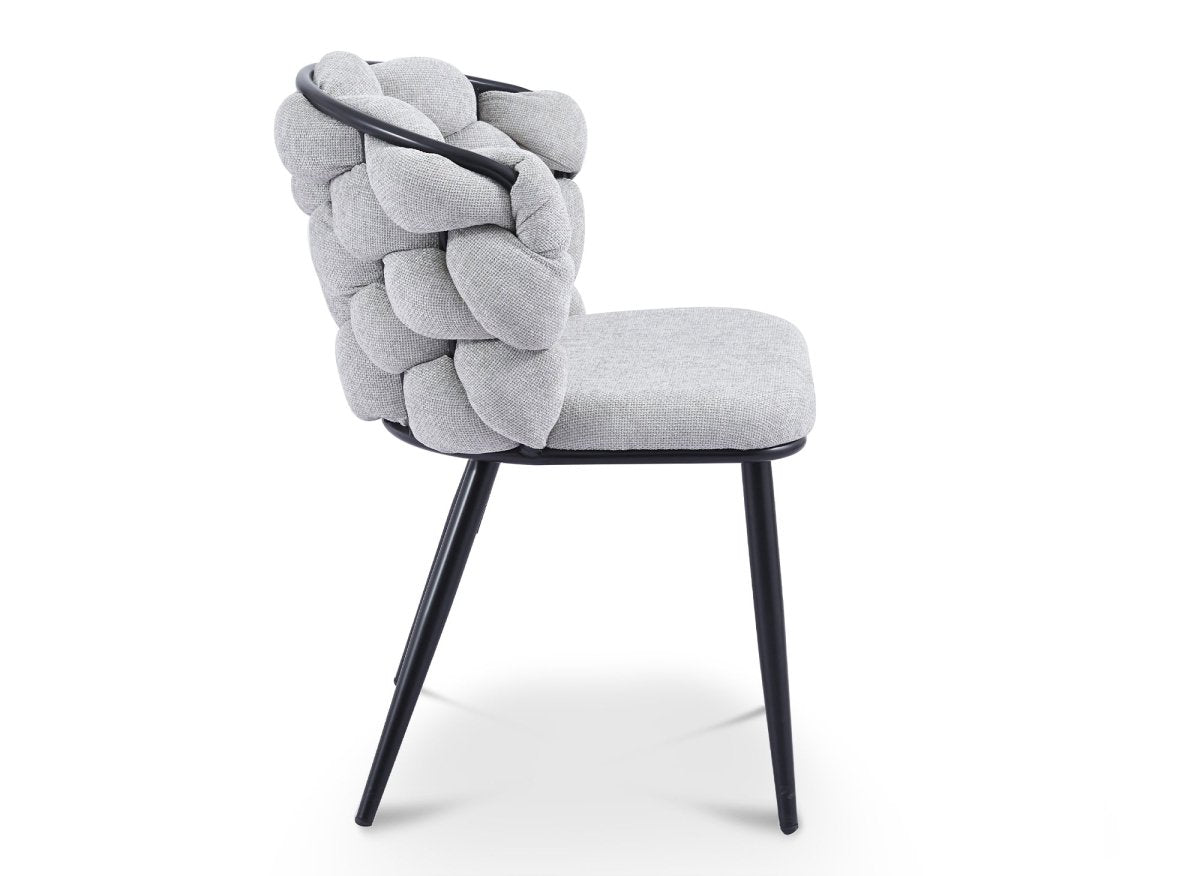 Lot de 2 chaises en tissu gris pieds en métal noir CECILE - DécoInParis