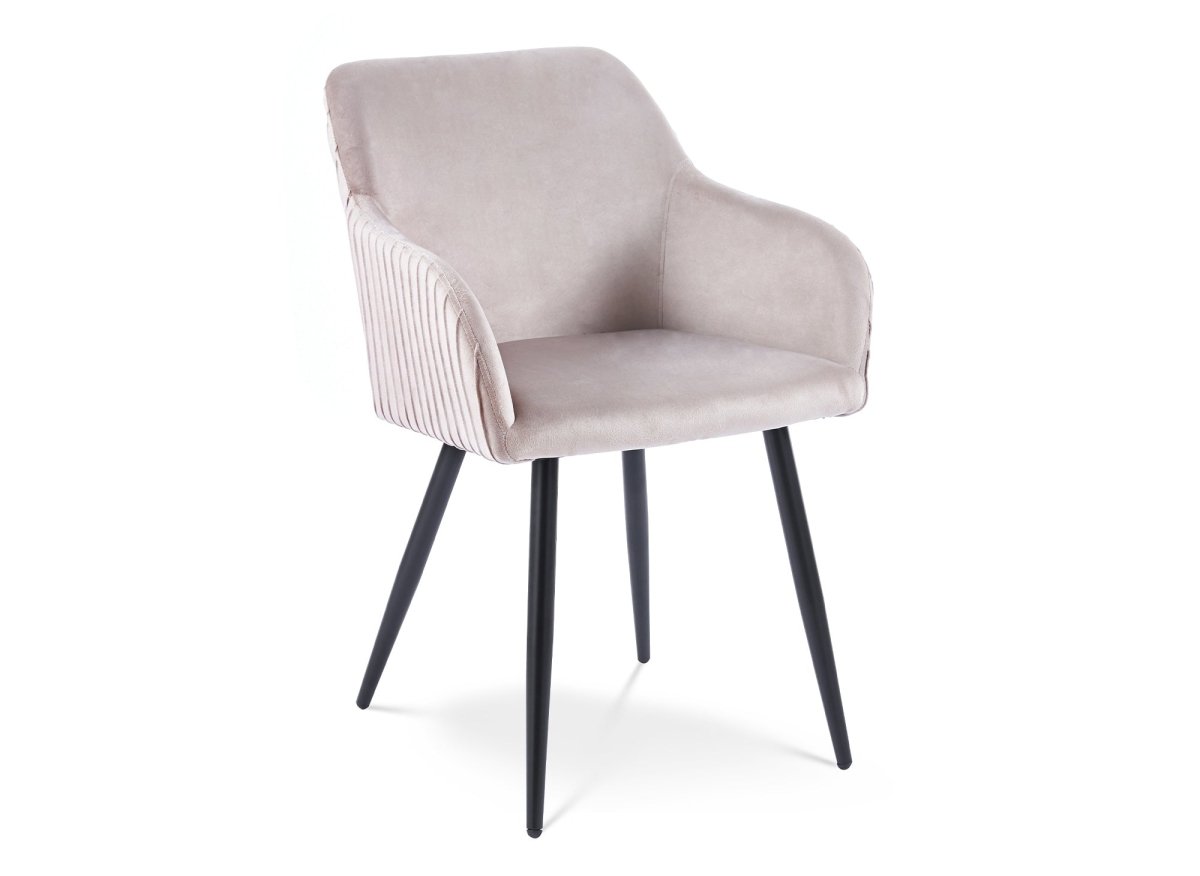 Lot de 2 chaises en velours beige pieds en métal noir DEVOR - DécoInParis