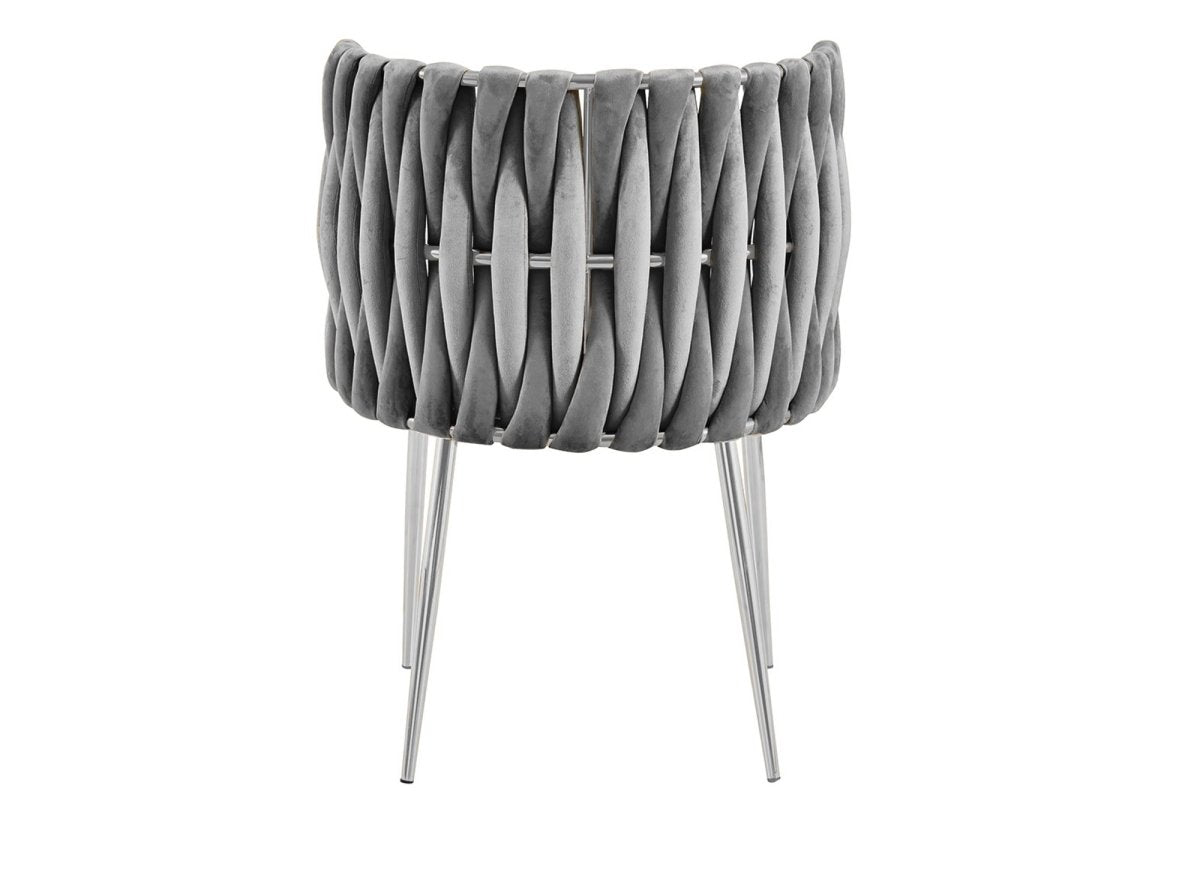 Lot de 2 chaises en velours gris pieds en métal argenté POLO - DécoInParis