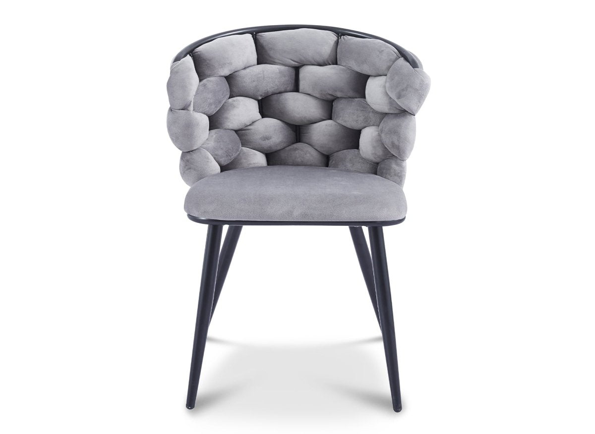 Lot de 2 chaises en velours gris pieds en métal noir CECILE - DécoInParis