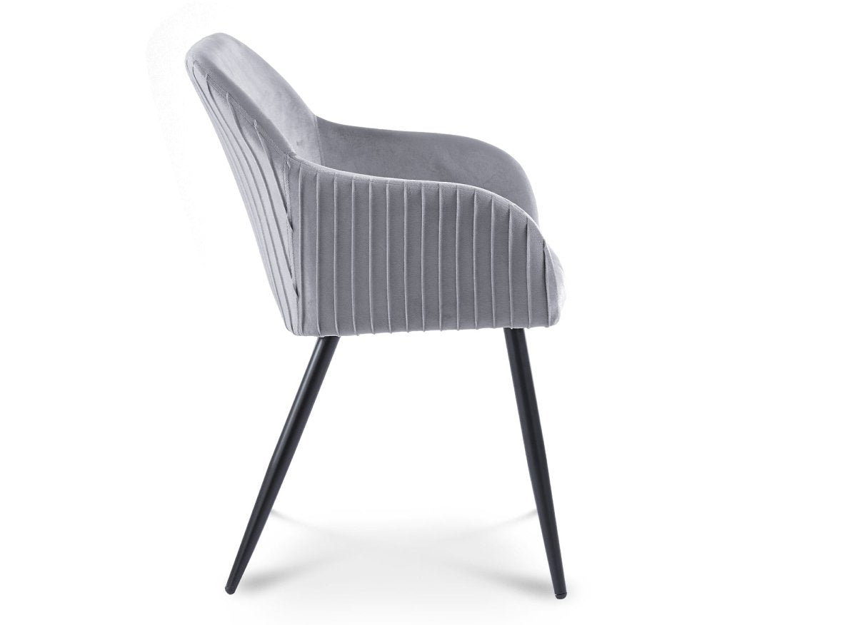 Lot de 2 chaises en velours gris pieds en métal noir DEVOR - DécoInParis