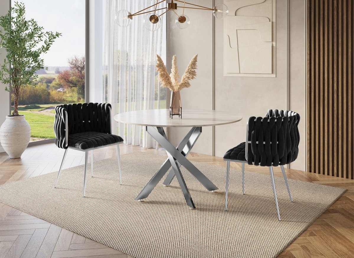 Lot de 2 chaises en velours noir pieds en métal argenté POLO - DécoInParis