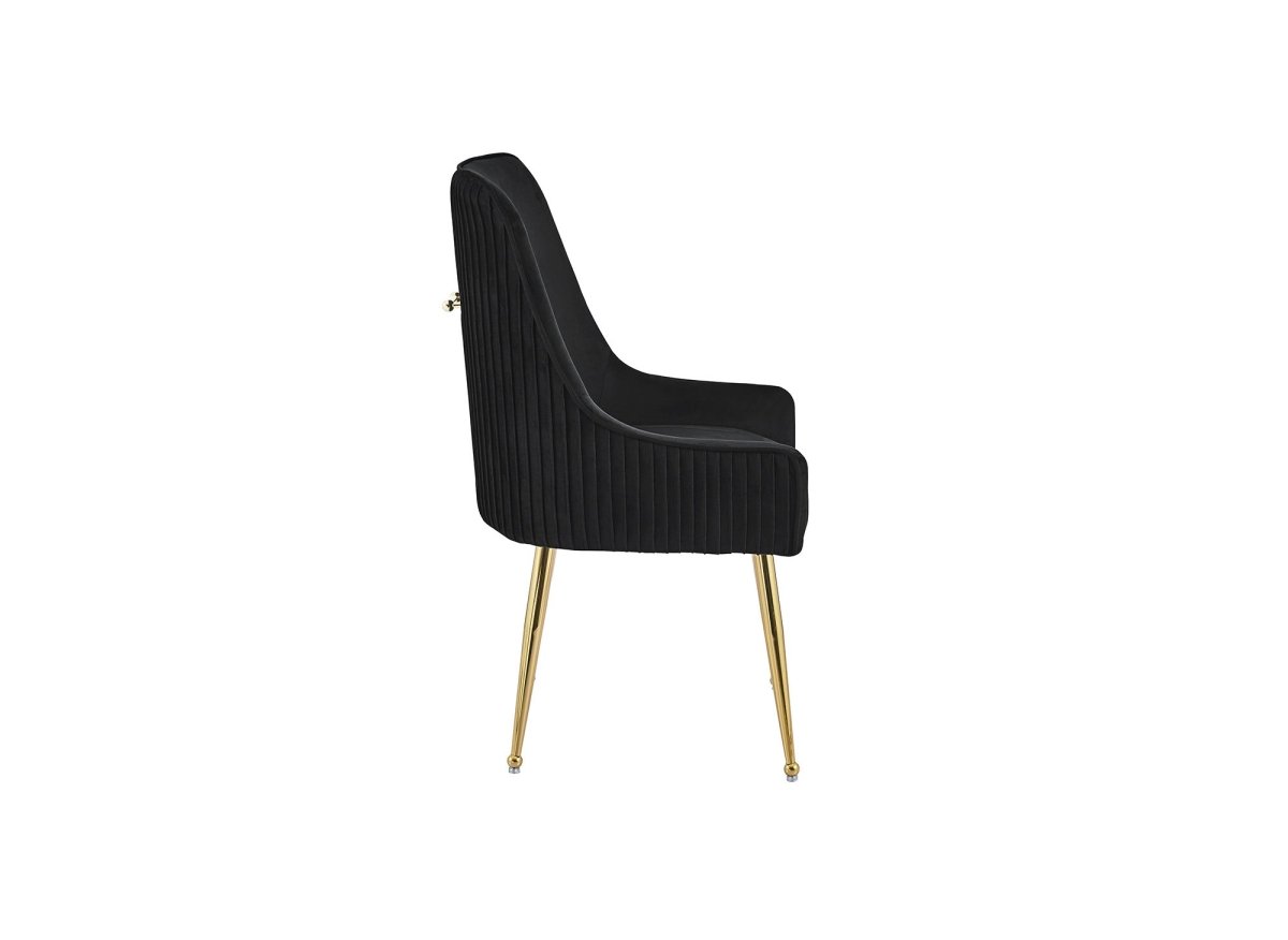 Lot de 2 chaises en velours noir pieds en métal doré DORY - DécoInParis