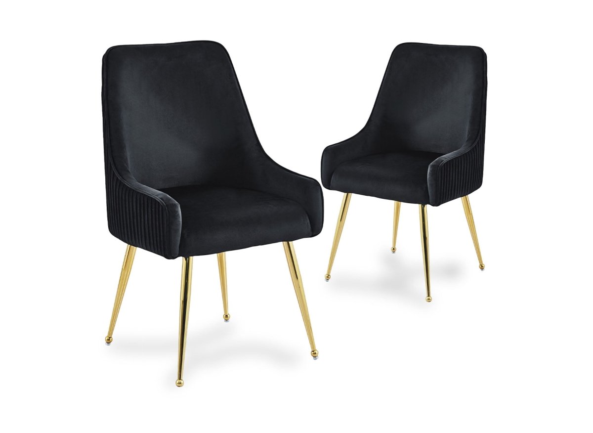 Lot de 2 chaises en velours noir pieds en métal doré DORY - DécoInParis