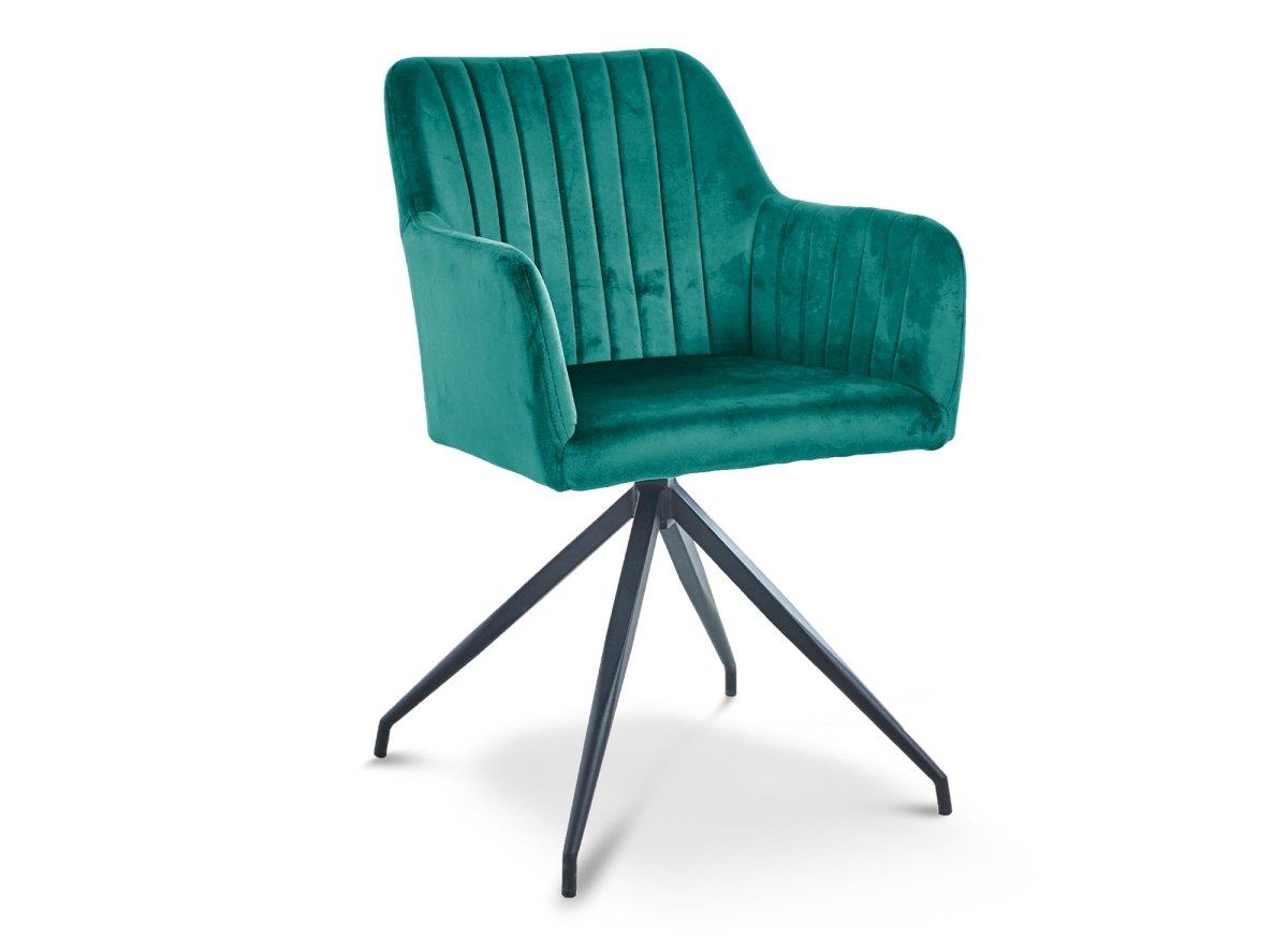 Lot de 2 chaises en velours vert pieds en métal noir RATUS - DécoInParis