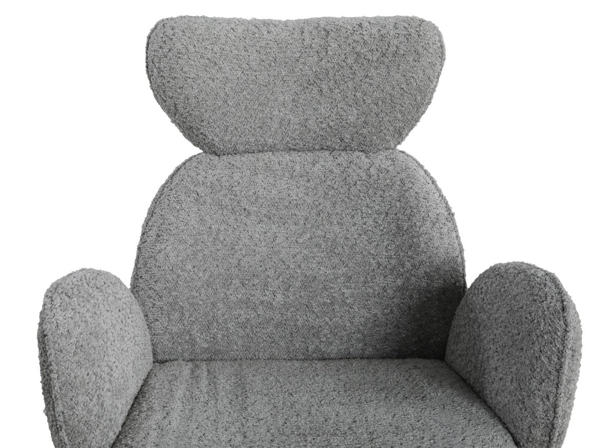 Lot de 2 chaises pivotantes avec accoudoirs en tissu effet peau de mouton gris MAGY - DécoInParis