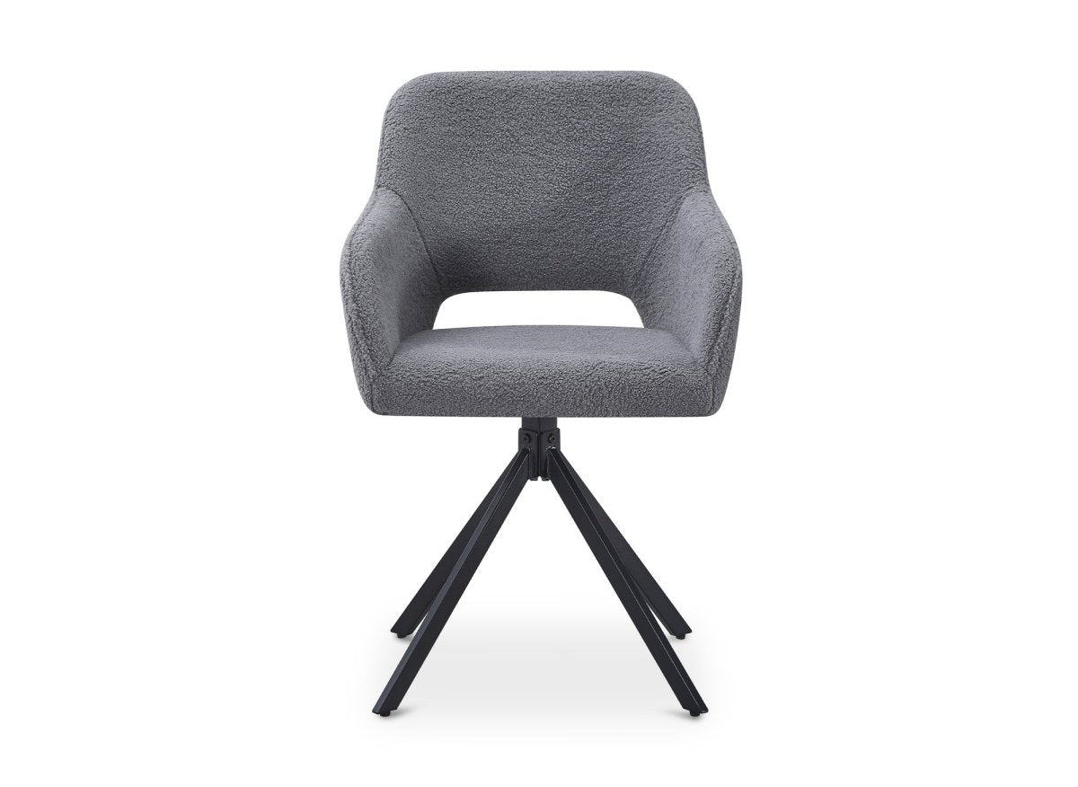 Lot de 2 chaises pivotantes design en tissu bouclette gris CIEL - DécoInParis