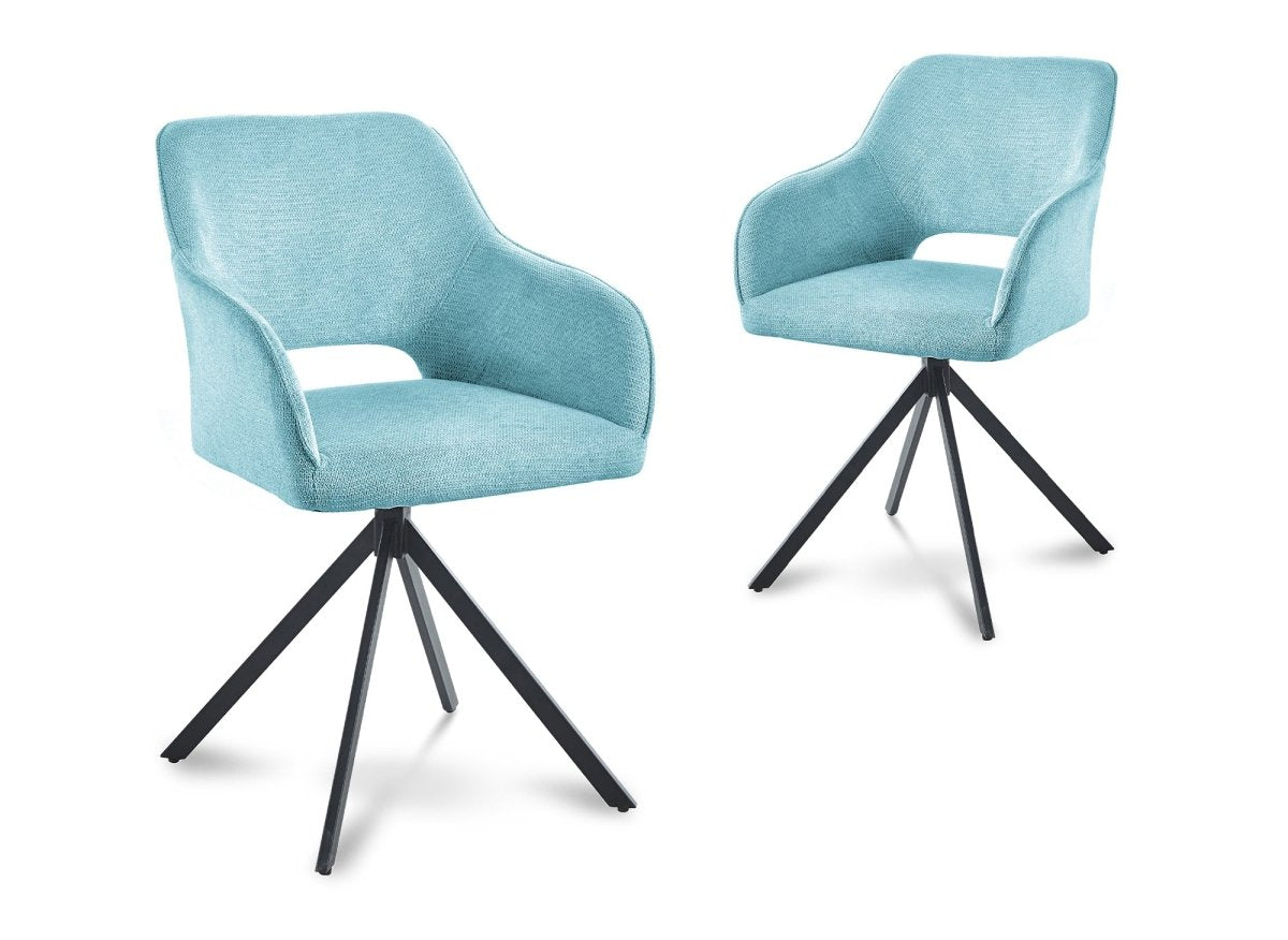 Lot de 2 chaises pivotantes design en velours vert d'eau CIEL - DécoInParis