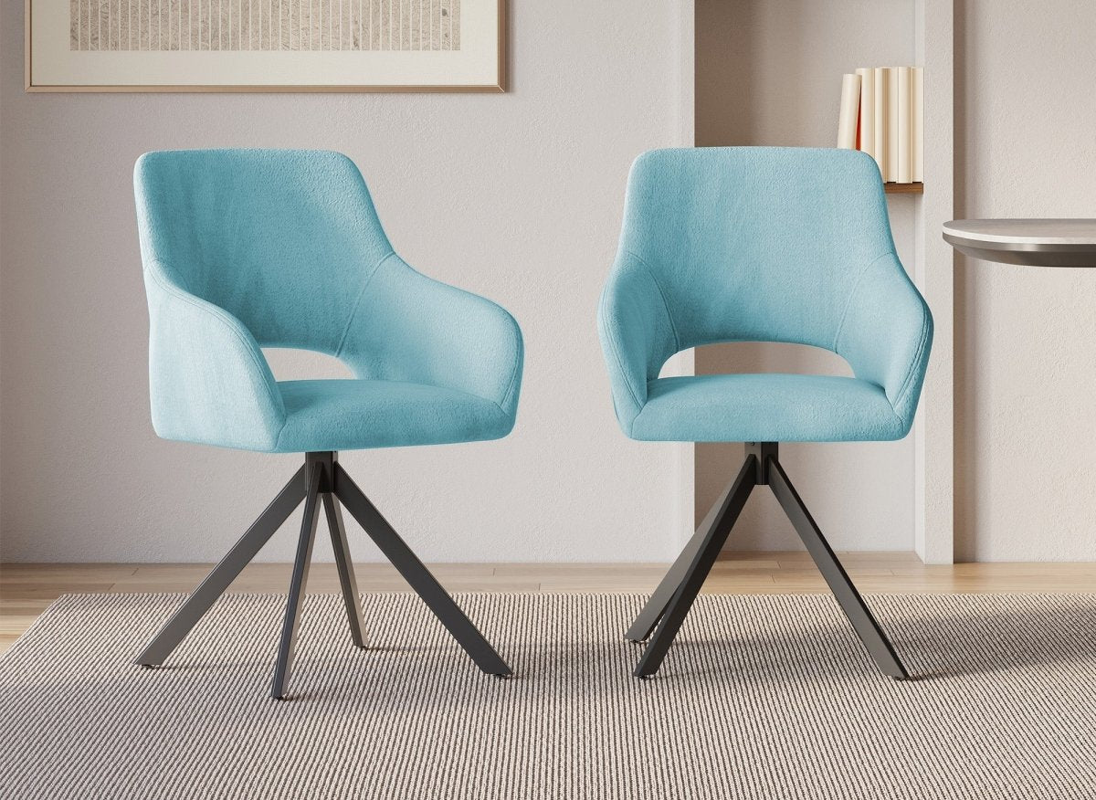 Lot de 2 chaises pivotantes design en velours vert d'eau CIEL - DécoInParis