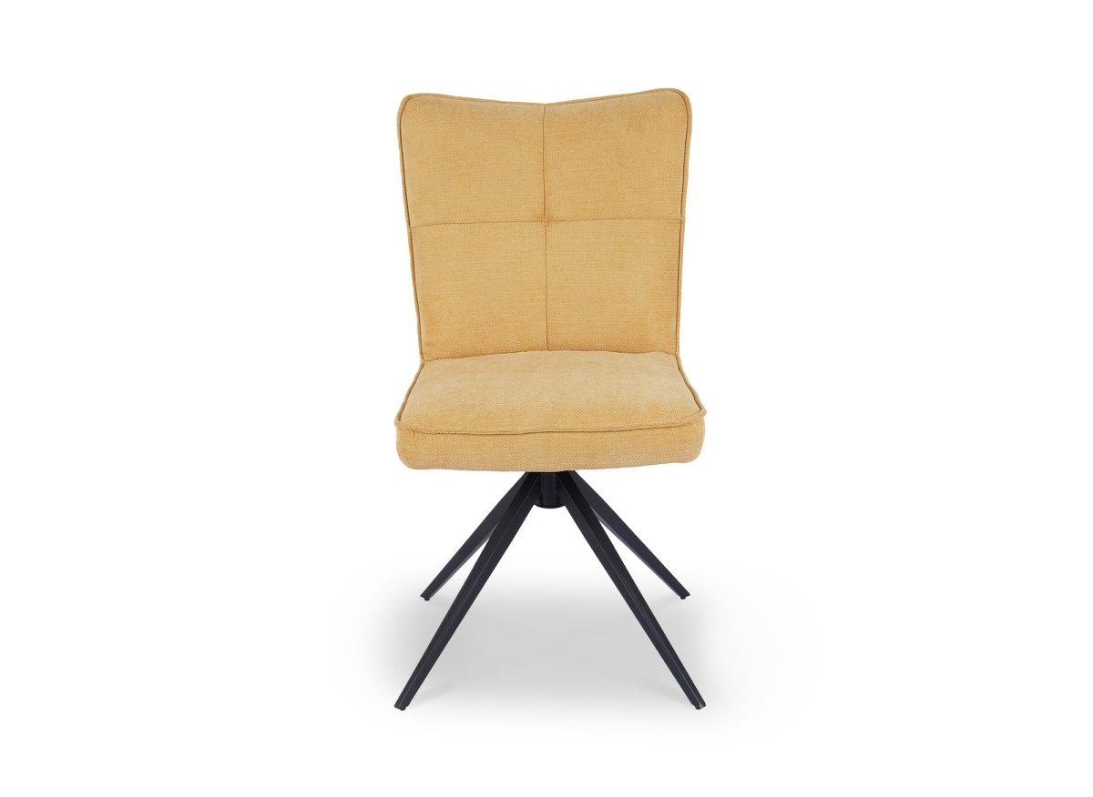 Lot de 2 chaises pivotantes en tissu jaune FELICIE - DécoInParis