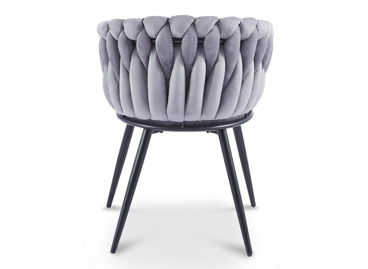 Lot de 2 chaises wave en velours gris CINDY - DécoInParis