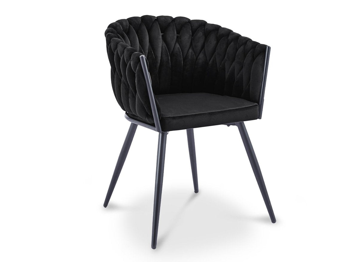 Lot de 2 chaises wave en velours noir CINDY - DécoInParis
