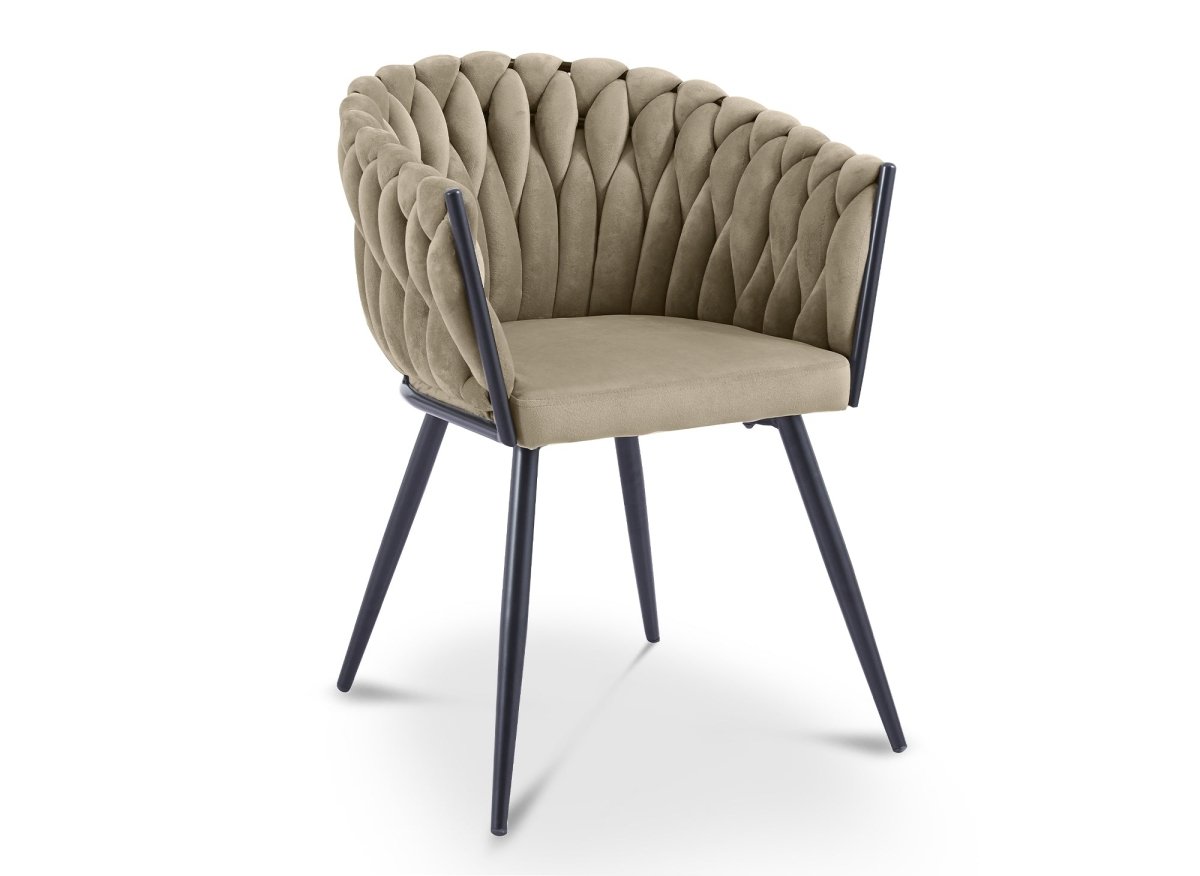 Lot de 2 chaises wave en velours taupe CINDY - DécoInParis