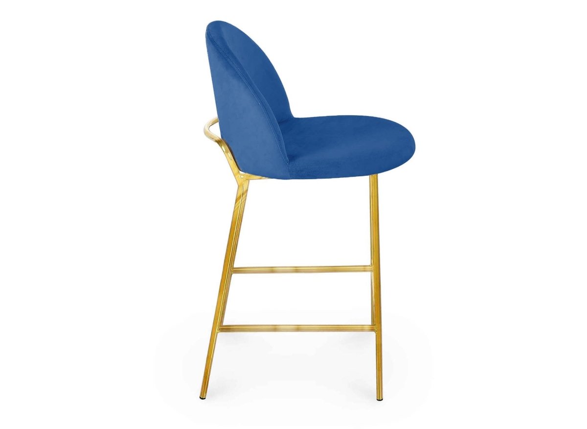 Lot de 2 tabourets de bar design en velours bleu ARABEL - DécoInParis