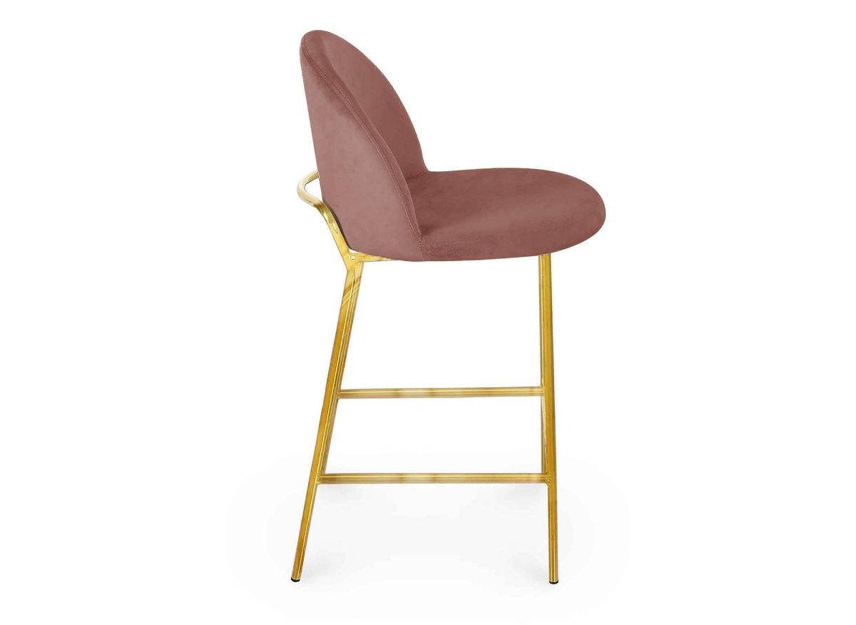 Lot de 2 tabourets de bar design en velours rose ARABEL - DécoInParis