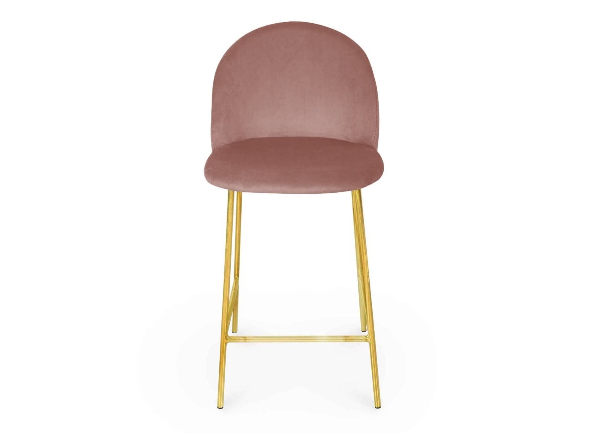 Lot de 2 tabourets de bar design en velours rose ARABEL - DécoInParis