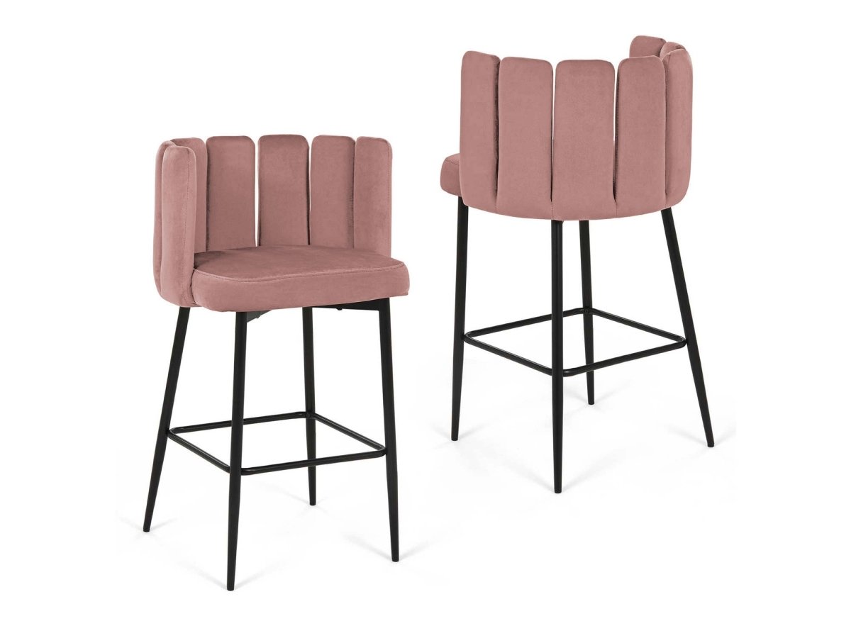 Lot de 2 tabourets de bar design en velours rose DEBBY - DécoInParis