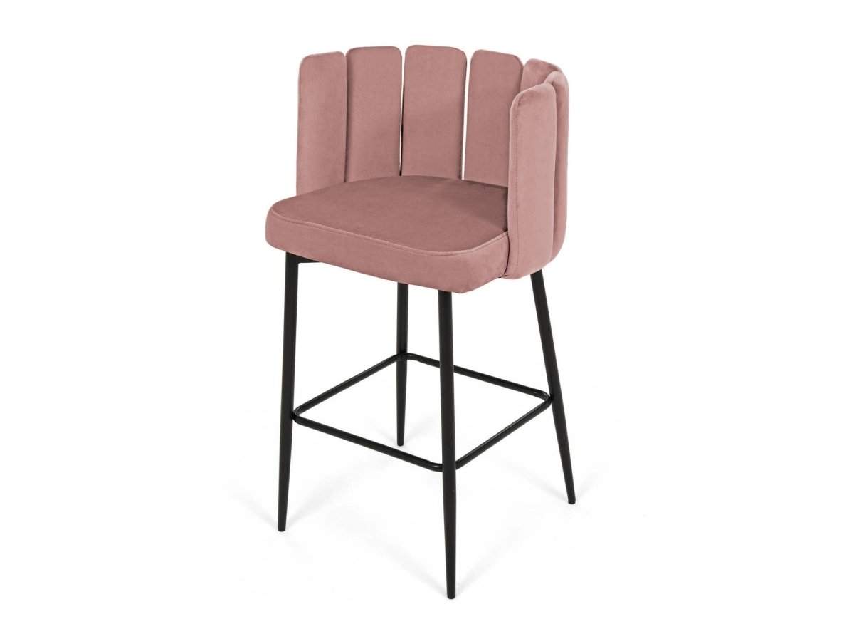 Lot de 2 tabourets de bar design en velours rose DEBBY - DécoInParis