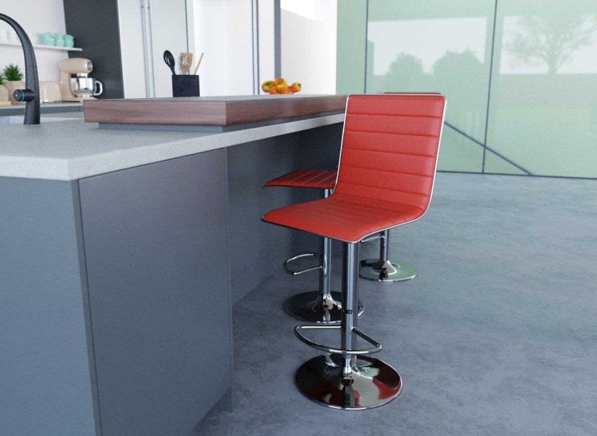 Lot de 2 tabourets de bar rouge LOCAS - DécoInParis