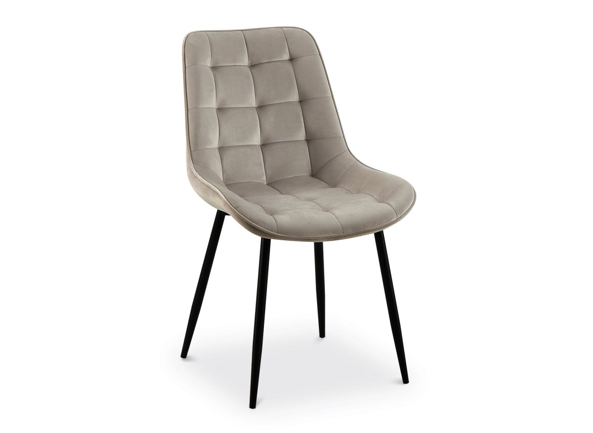 Lot de 4 chaises capitonnées en velours beige SOREN - DécoInParis