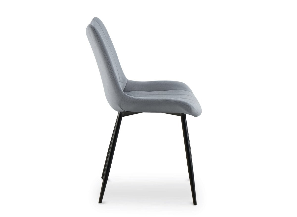 Lot de 4 chaises capitonnées en velours gris SOREN - DécoInParis