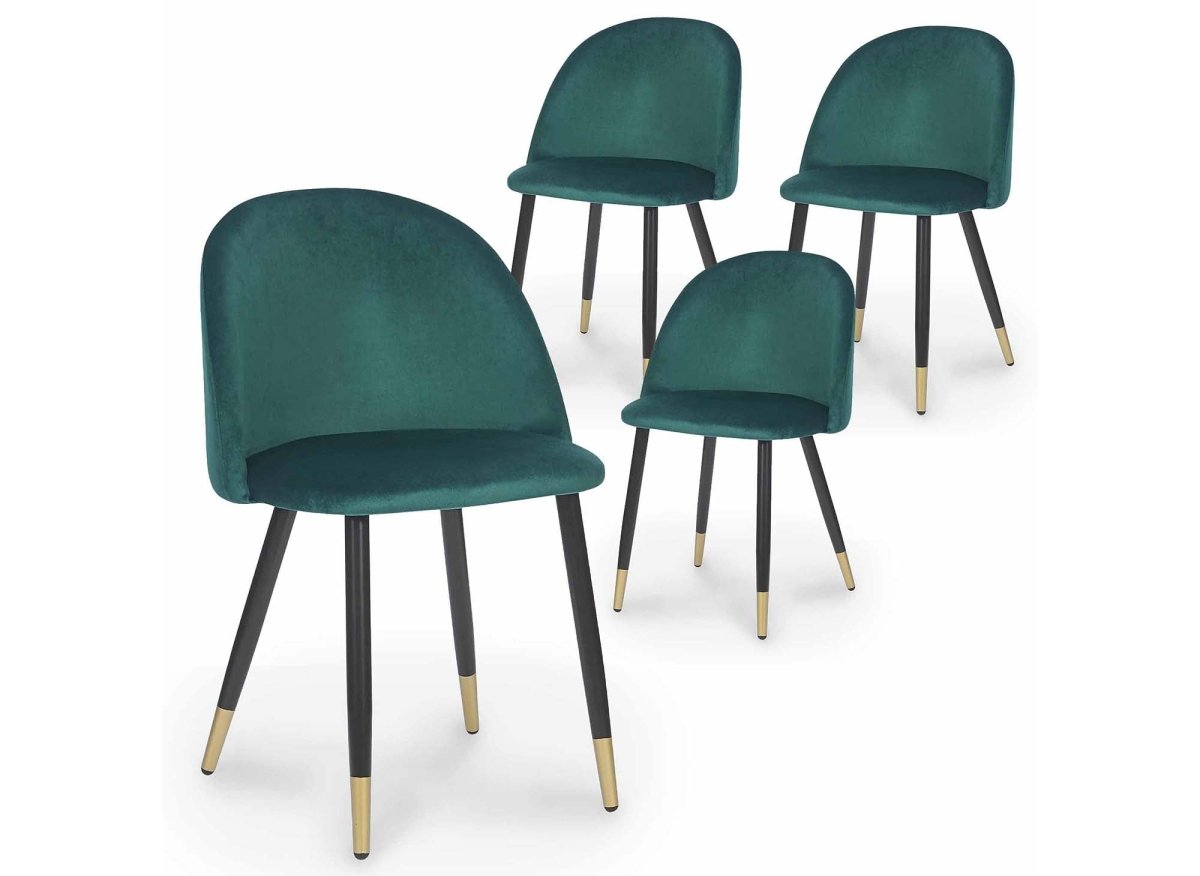 Lot de 4 chaises design en velours vert LYDIA - DécoInParis