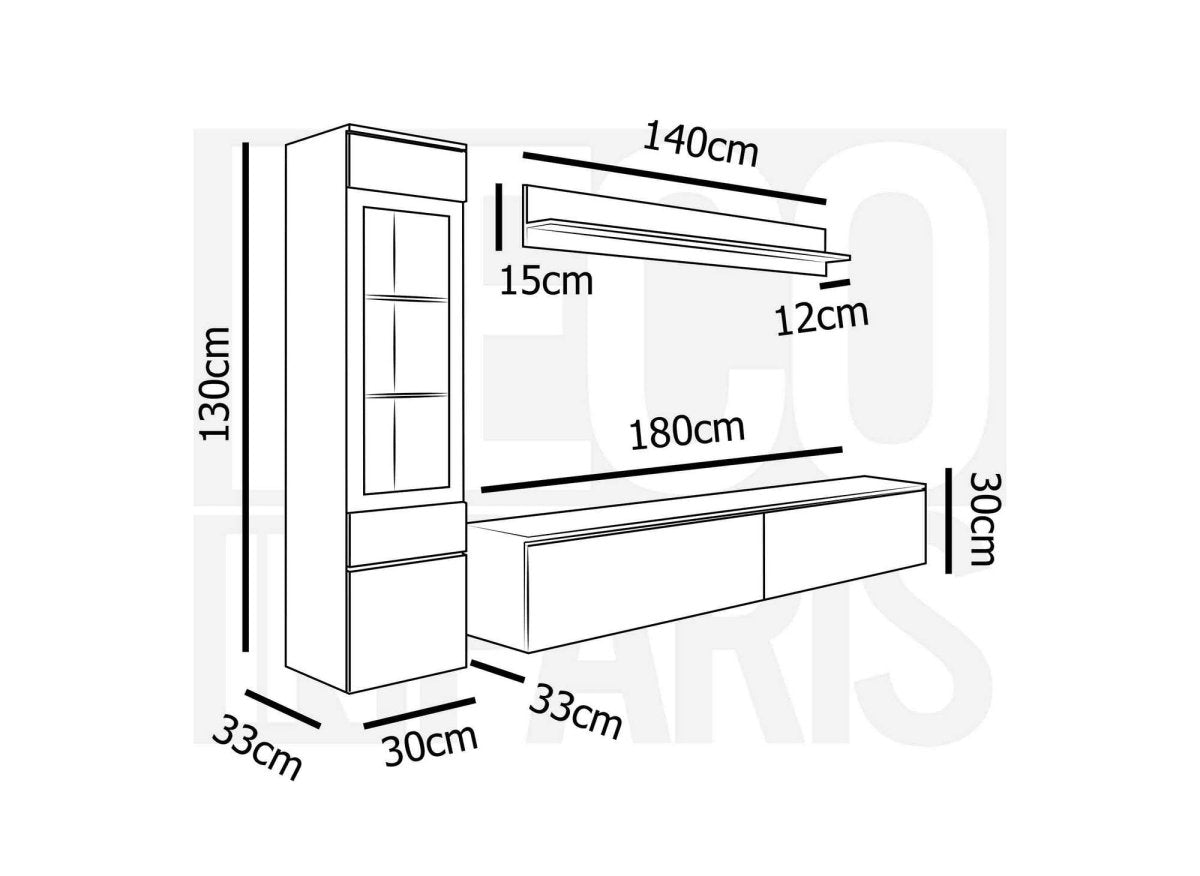 Meuble TV contemporain blanc laqué avec LED - VERONICA - DécoInParis