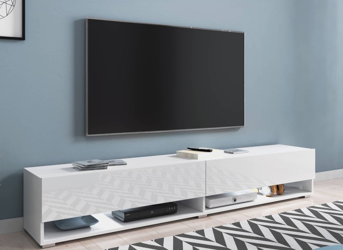 Mobile TV sospeso 2 ante 2 nicchie bianco ROMANE XXL - 180 cm - DécoInParis