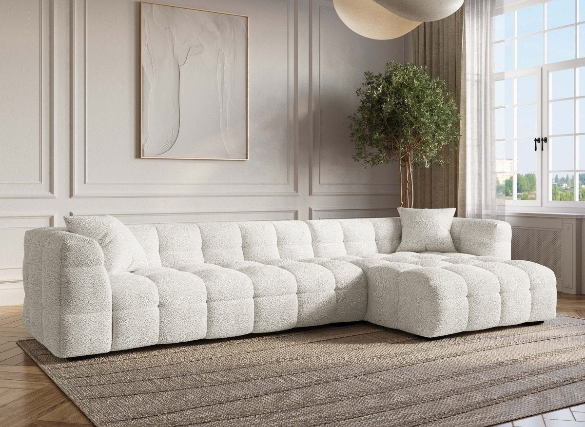 PIKKA TEST | Canapé d'angle effet peau de mouton blanc écru BELLA - Angle droit (Copie) - DécoInParis