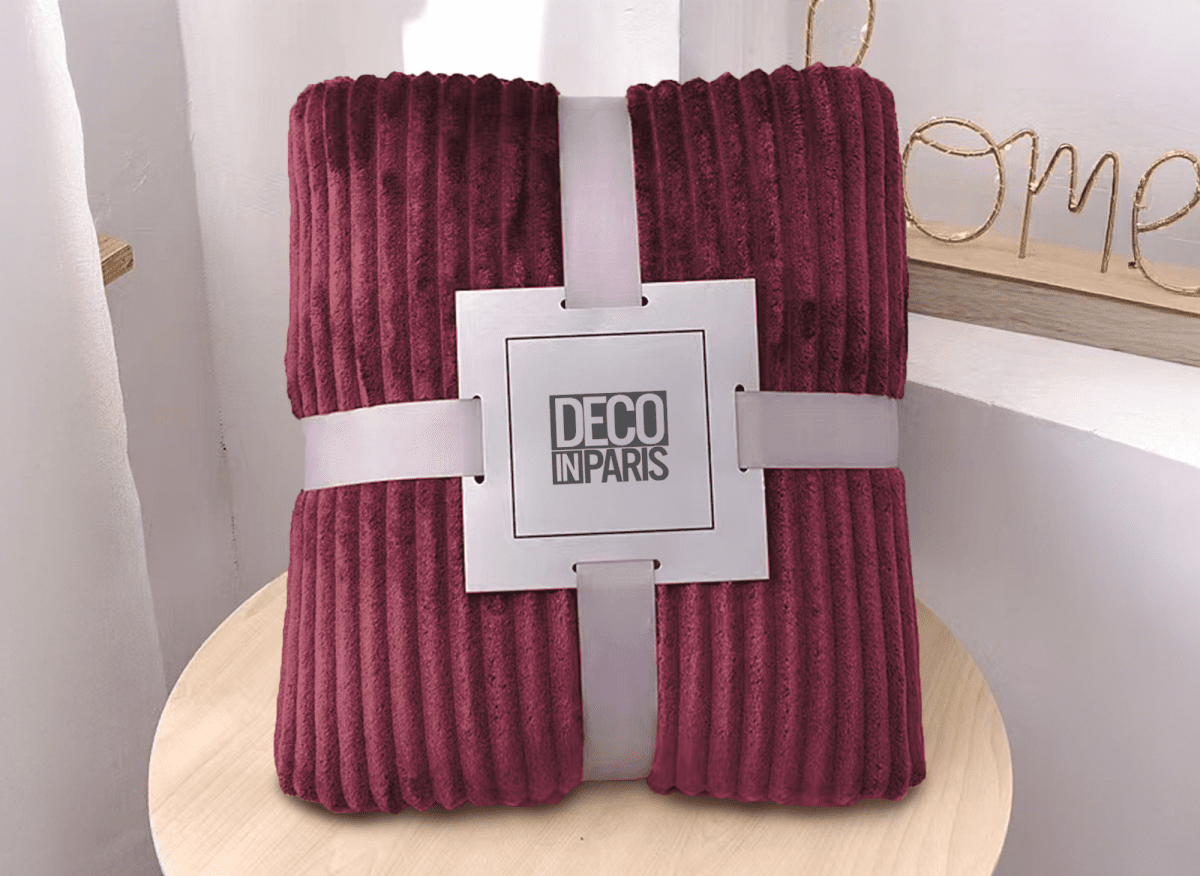 Plaid en velours côtelé rouge 150x200cm COCO - DécoInParis