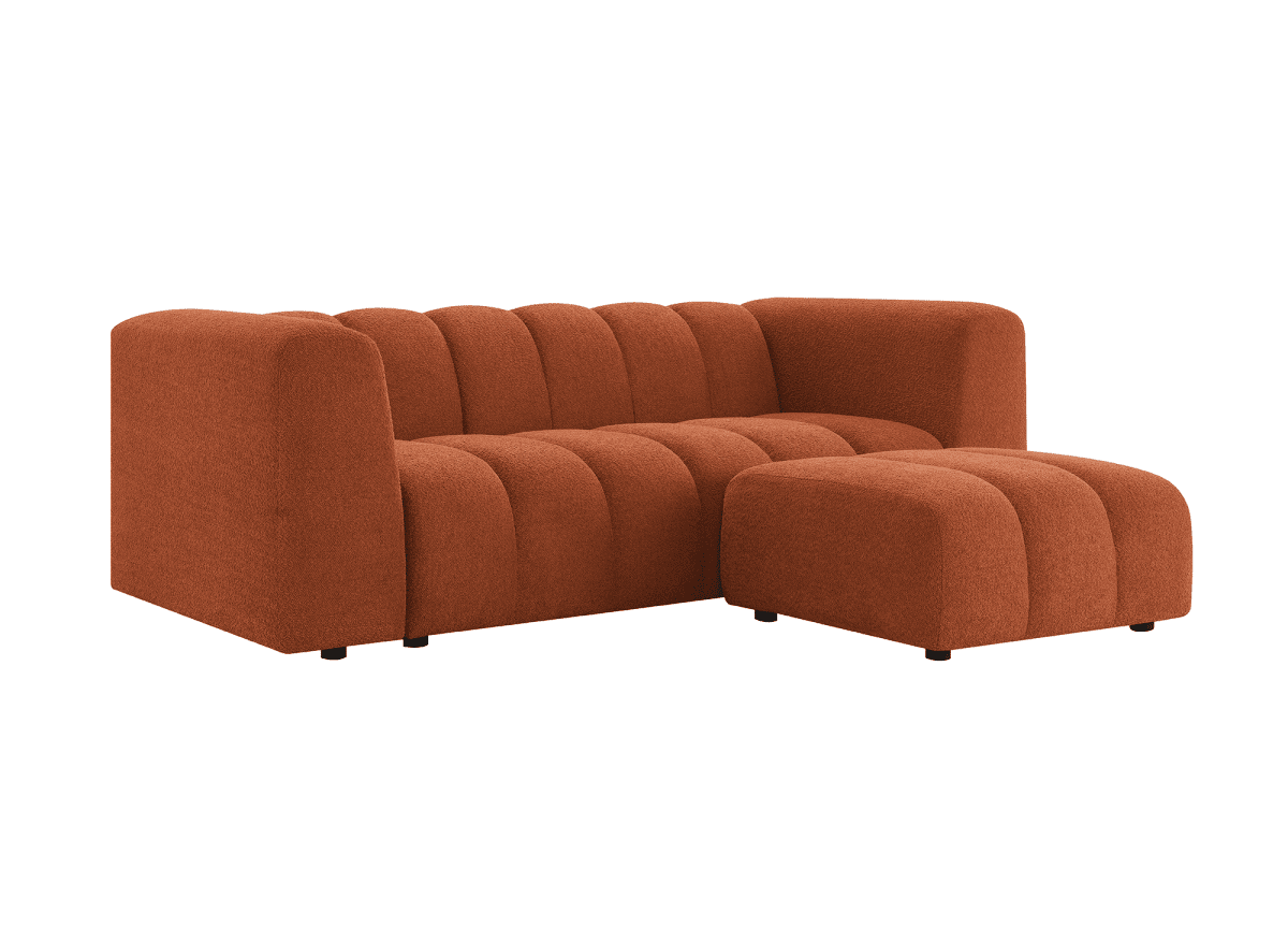 Pouf en tissu bouclette terracotta AELIS - DécoInParis