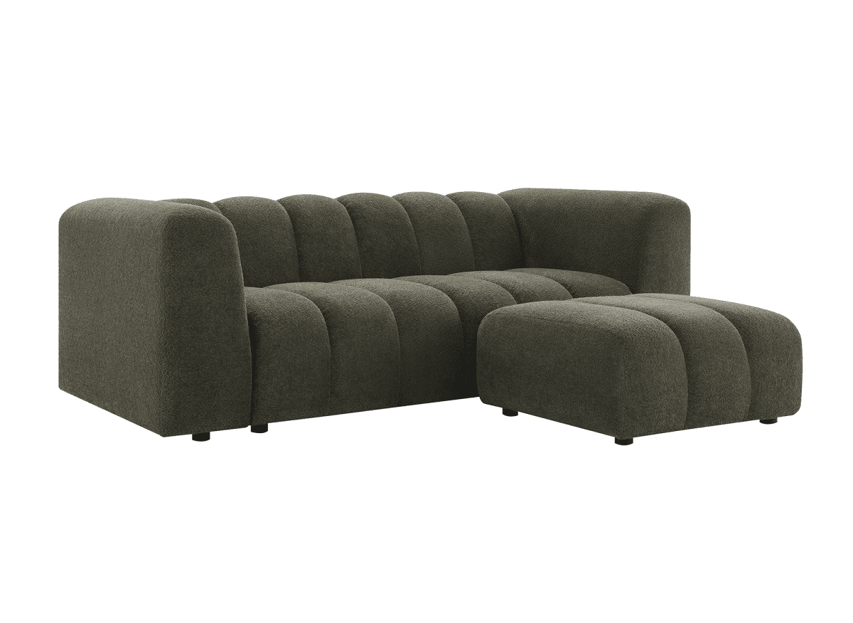 Pouf en tissu bouclette vert AELIS - DécoInParis