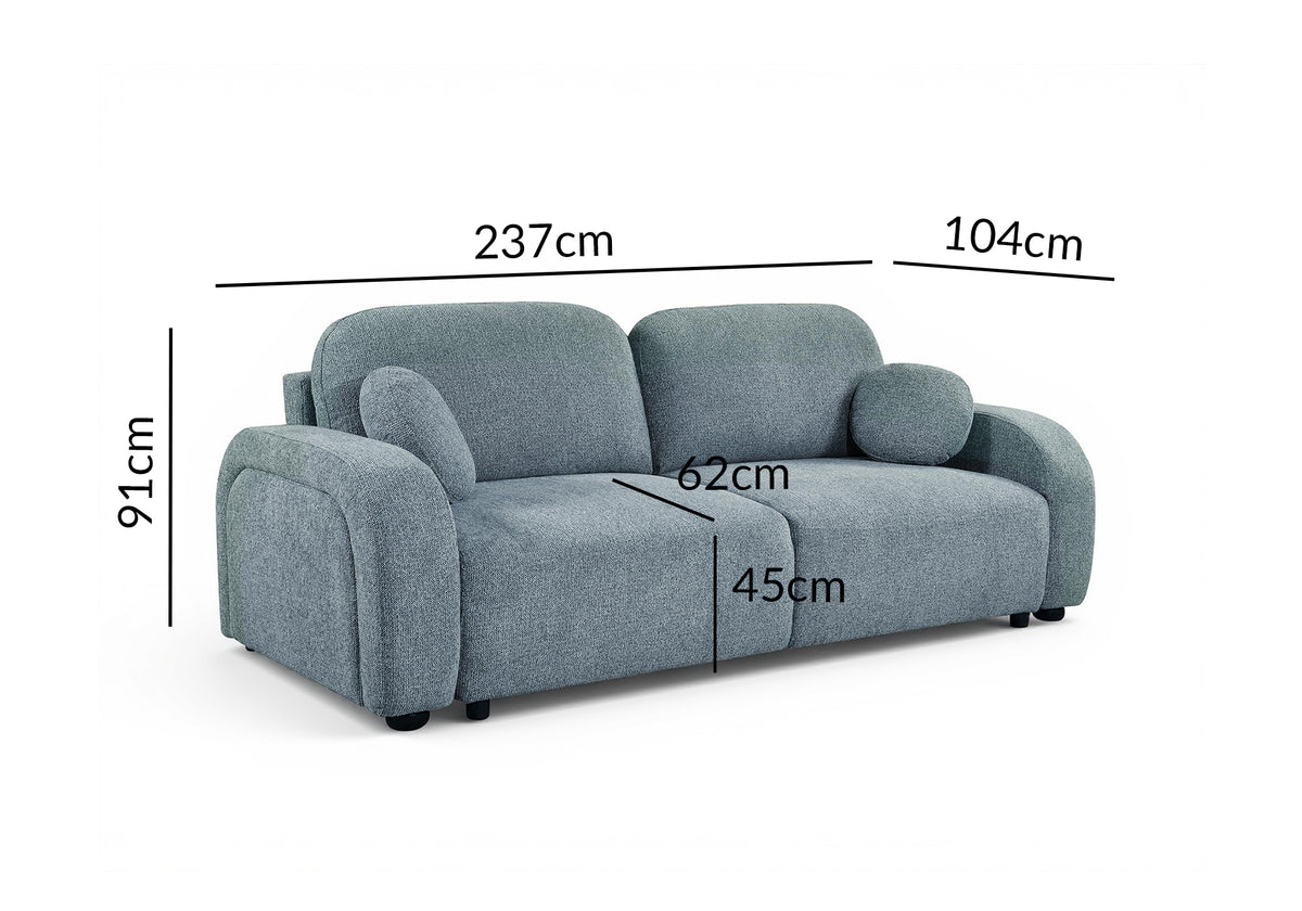 Canapé convertible 3 places en tissu texturé bleu MAYORA