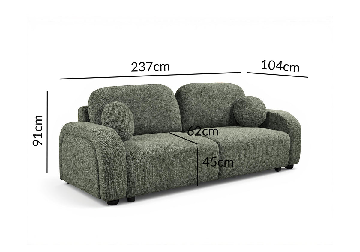 Canapé convertible 3 places en tissu texturé vert MAYORA