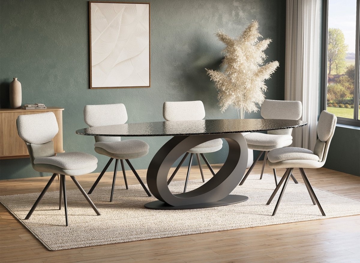 Table à manger en verre trempé noire 6 - 10 personnes CELIA - DécoInParis