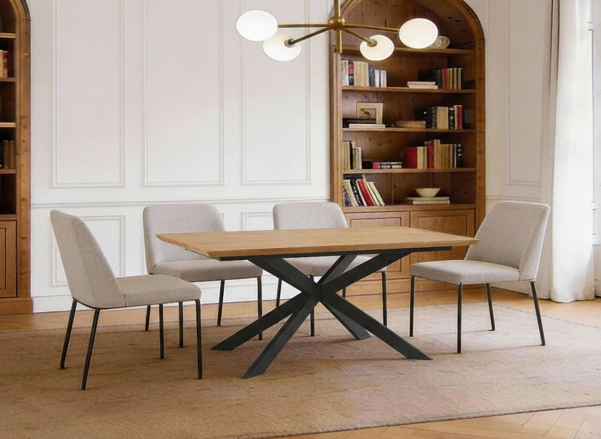 Table à manger extensible couleur bois 6 - 10 personnes ODINE - DécoInParis