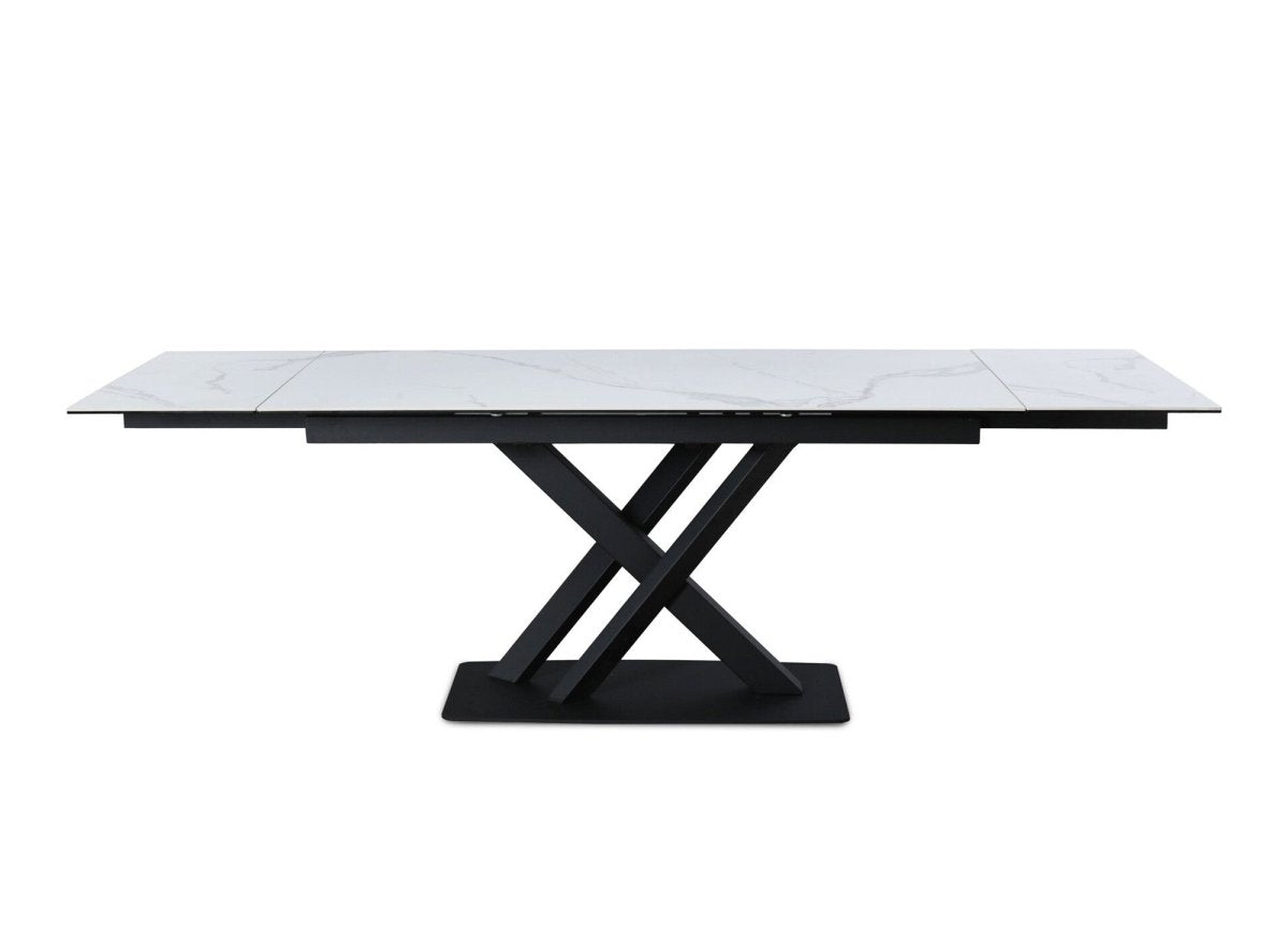 Table à manger extensible en céramique blanche 6 - 10 personnes ELEGANCE - DécoInParis