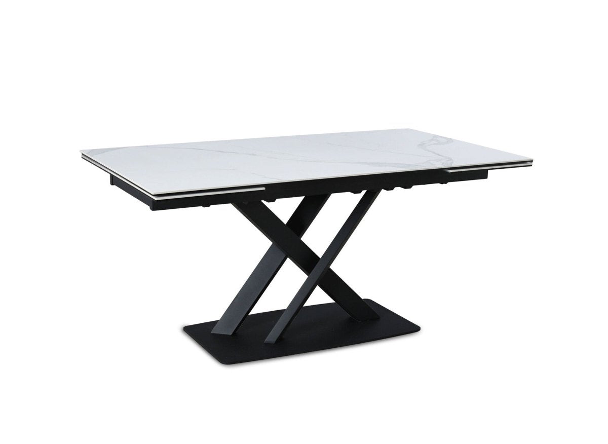 Table à manger extensible en céramique blanche 6 - 10 personnes ELEGANCE - DécoInParis