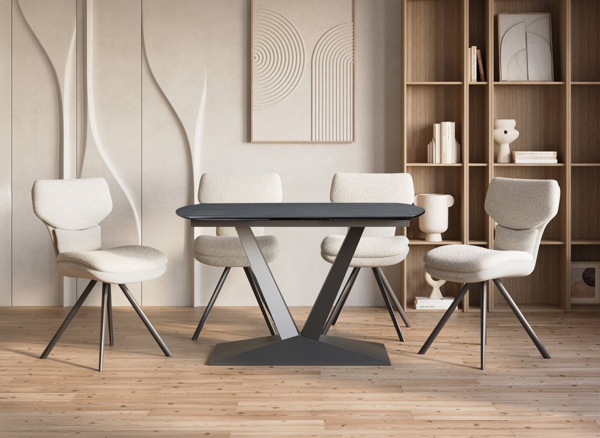 Table à manger extensible en céramique noire 6 - 8 personnes ELIAD - DécoInParis