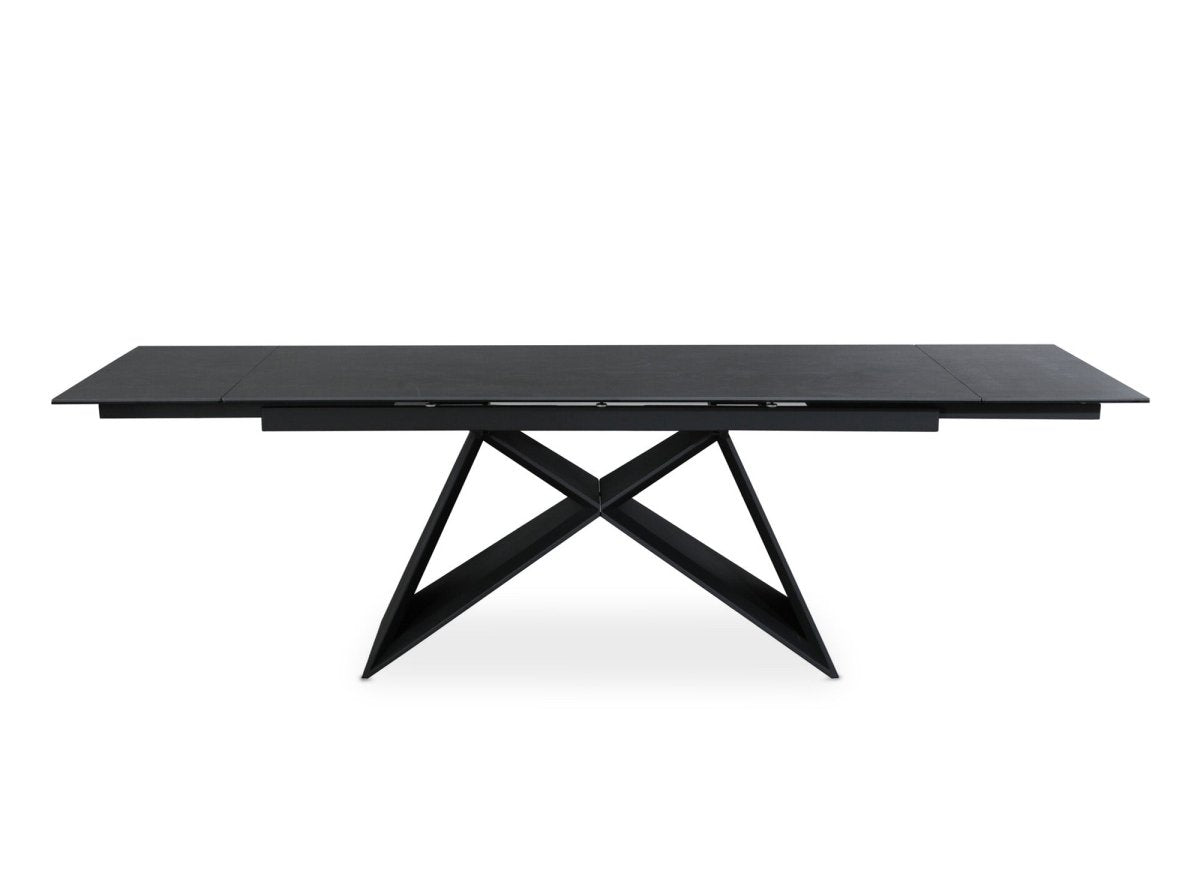 Table à manger extensible en céramique noire effet marbre GABRIEL - DécoInParis