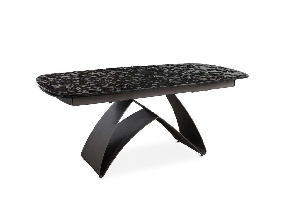 Table à manger extensible en verre trempé noir 6 - 10 personnes PARIS - DécoInParis