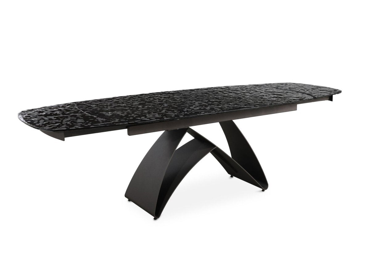 Table à manger extensible en verre trempé noir 6 - 10 personnes PARIS - DécoInParis