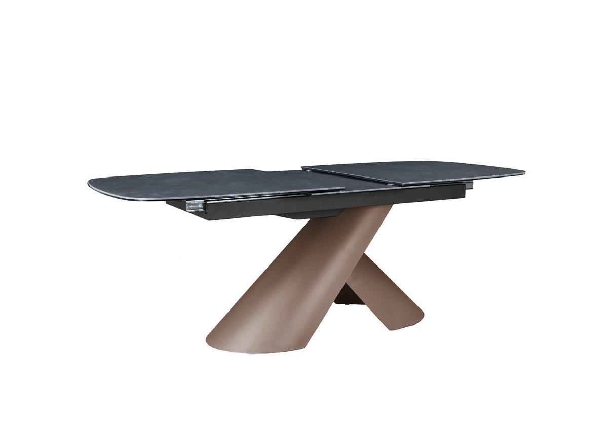 Table à manger extensible pieds métal marron plateau céramique MILANO - DécoInParis