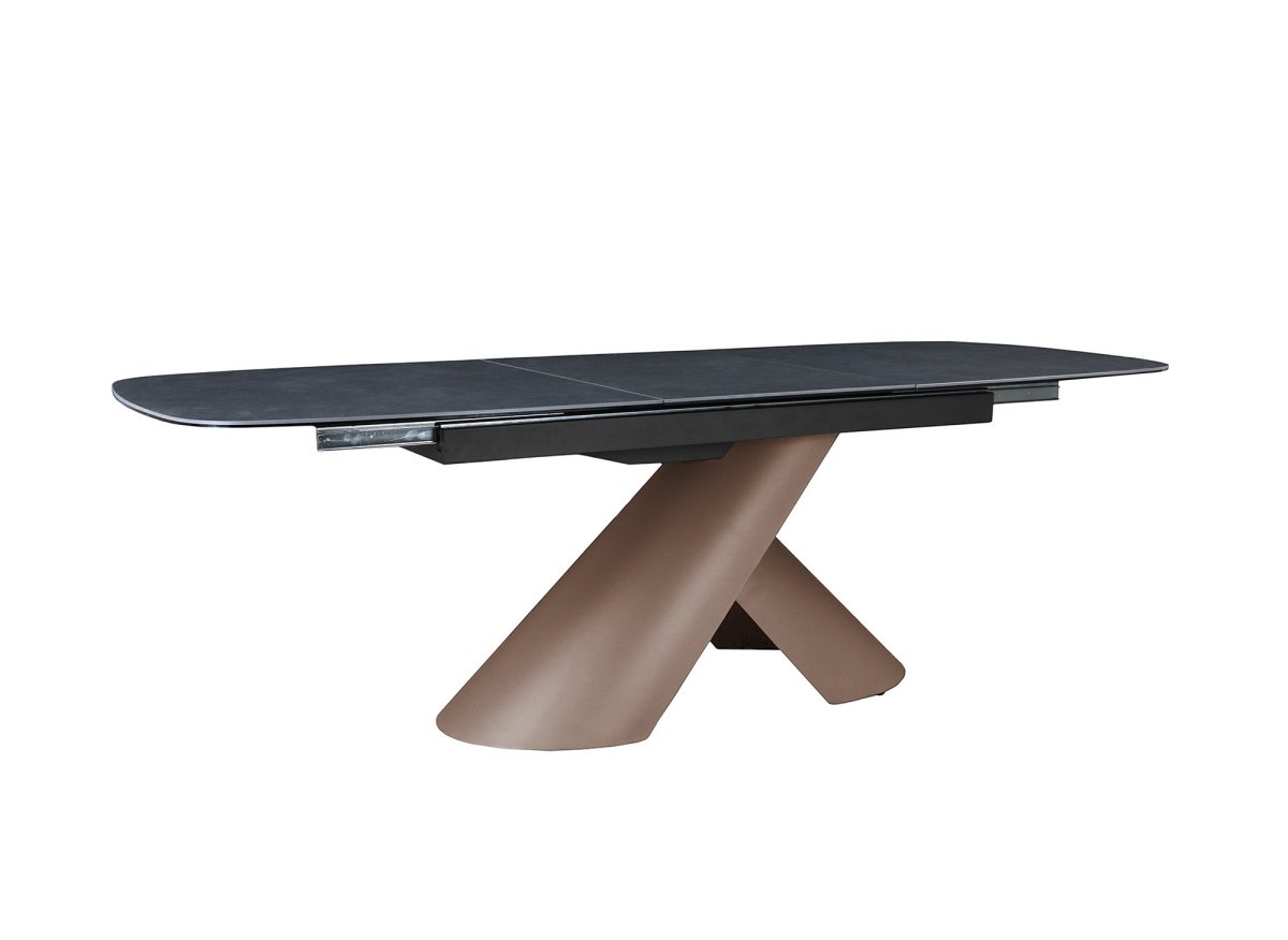 Table à manger extensible pieds métal marron plateau céramique MILANO - DécoInParis