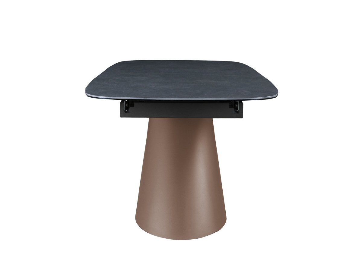 Table à manger extensible pieds métal marron plateau céramique MILANO - DécoInParis