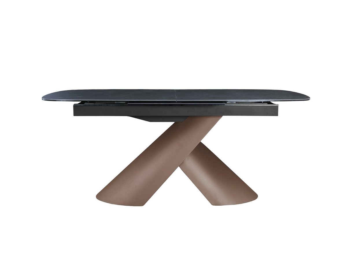 Table à manger extensible pieds métal marron plateau céramique MILANO - DécoInParis