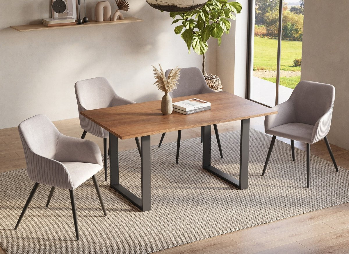 Table à manger rectangulaire couleur chêne LINE - DécoInParis