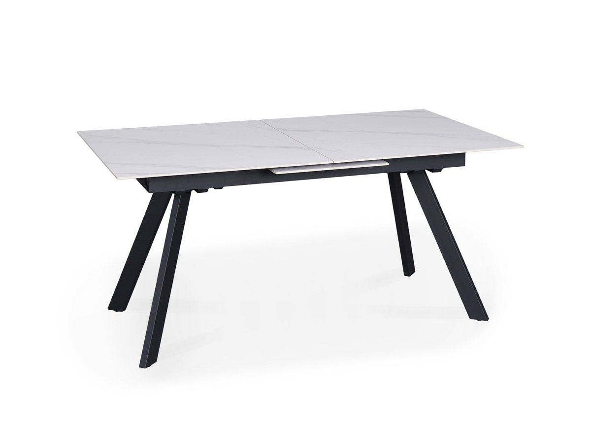 Tavolo da pranzo rettangolare allungabile in ceramica bianca ELYNE - DécoInParis