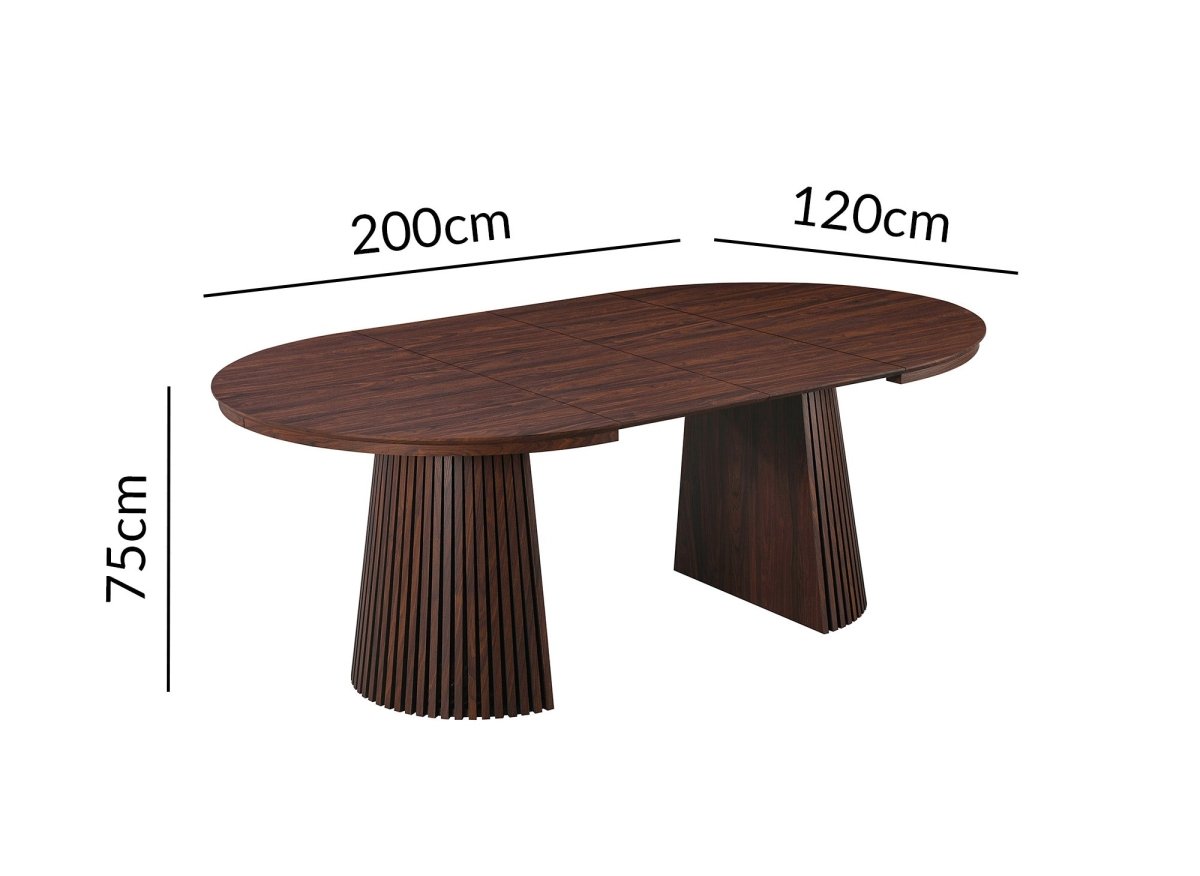 Table à manger ronde extensible en bois foncé 120-200cm HEKA - DécoInParis